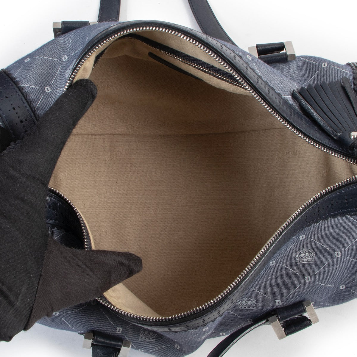 Delvaux Monogram Jeans Bowling Top Handle bag in very good condition on Labellov luxury 2nd hand designer website