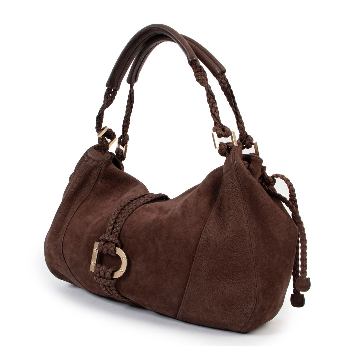 Delvaux Brown Eugene Nubuck Shoulder Bag