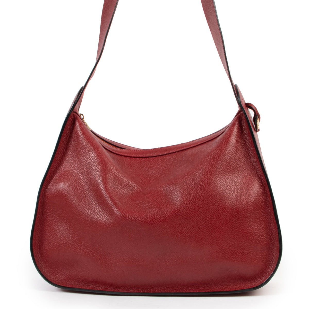 Original Delvaux Burgundy Leather Shoulder bag in very good condition now online for sale on 2nd hand luxury designer site Labellov Antwerp