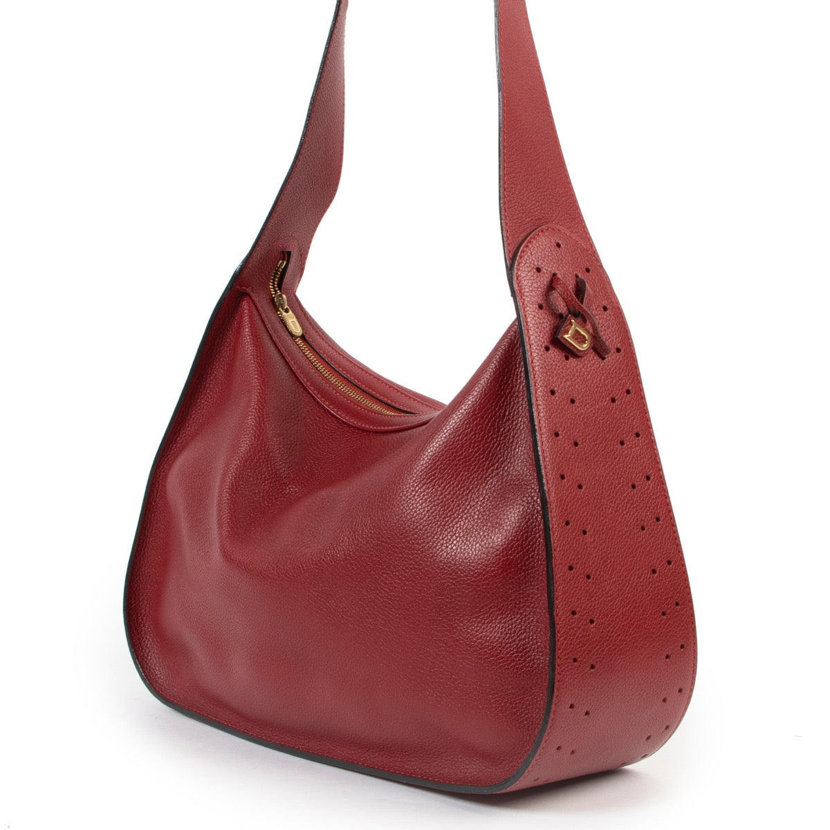 Original Delvaux Burgundy Leather Shoulder bag in very good condition now online for sale on 2nd hand luxury designer site Labellov Antwerp
