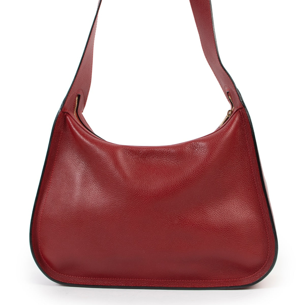 Original Delvaux Burgundy Leather Shoulder bag in very good condition now online for sale on 2nd hand luxury designer site Labellov Antwerp