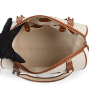 Original preloved Delvaux Boston Cognac Canvas Top Handle on vintage site for luxury designer bags by Labellov Antwerp
