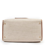 Original preloved Delvaux Boston Cognac Canvas Top Handle on vintage site for luxury designer bags by Labellov Antwerp