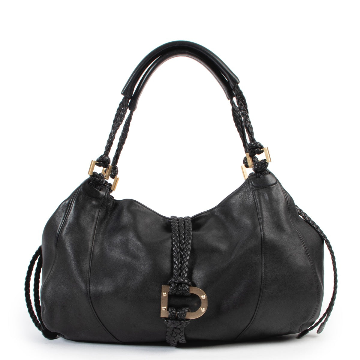 Shop safe online 100% authentic second hand Delvaux Black Leather Eugène GM Bag in very good condition at the right price at Labellov in Antwerp.
