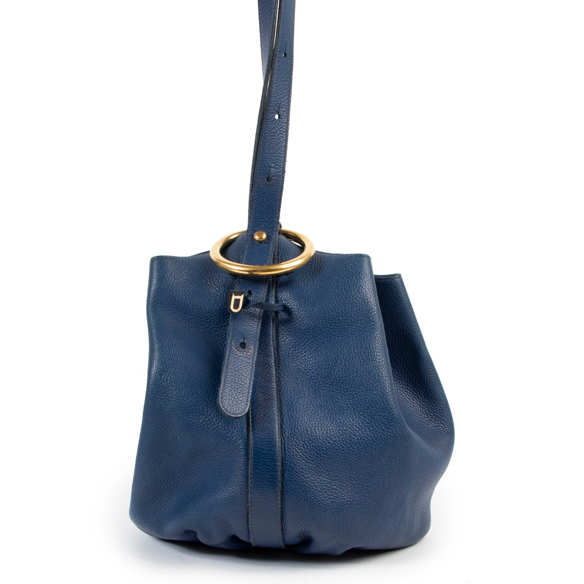 Delvaux Blue Rose des Vents Shoulder Gathered Bucket Bag in good condition