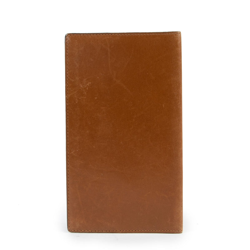 Delvaux Cognac Cheque Book Wallet