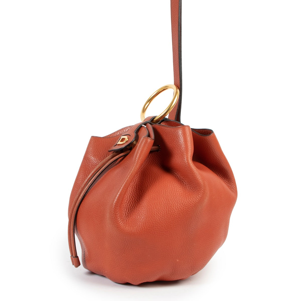 Delvaux Orange Rose Des Vents Bucket Shoulder bag in good condition
