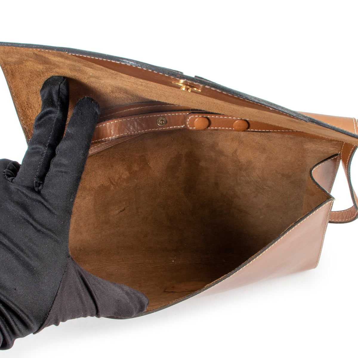 Delvaux Cognac Shoulder Flap Bag Clutch