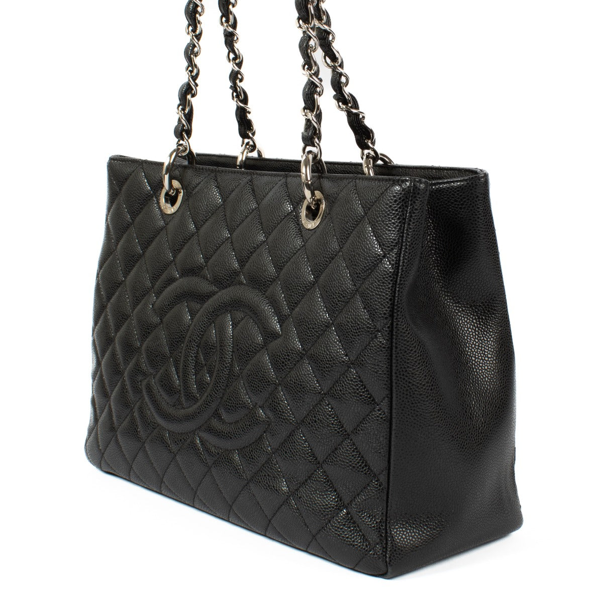 Sac fourre-tout Chanel GST Grand Shopping en cuir caviar noir