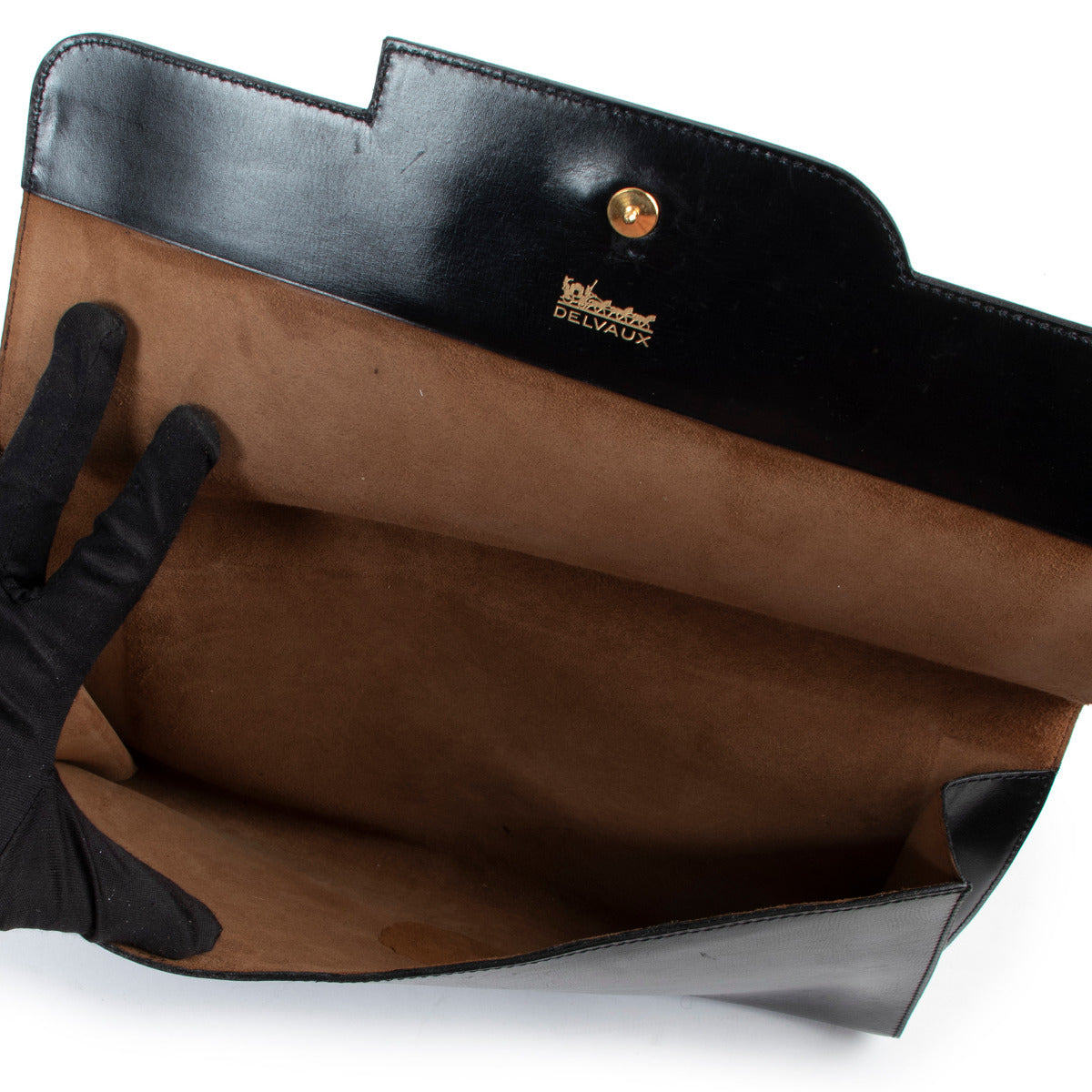Shop safe online 100% authentic second hand Delvaux Black Clutch in very good condition at Labellov in Antwerp.