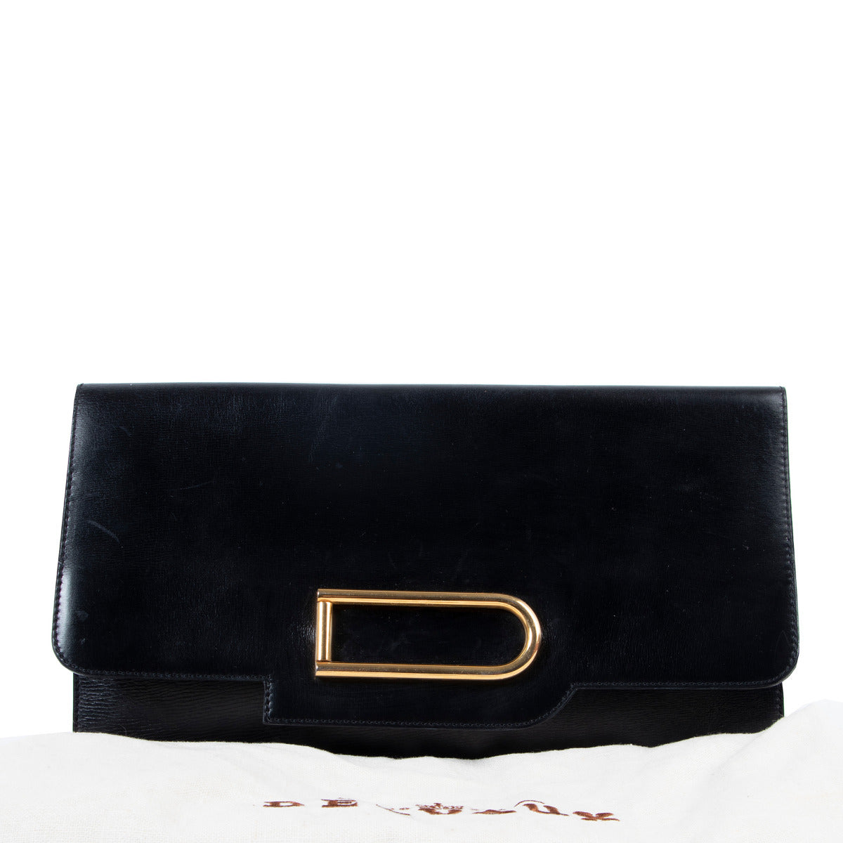 Shop safe online 100% authentic second hand Delvaux Black Clutch in very good condition at Labellov in Antwerp.