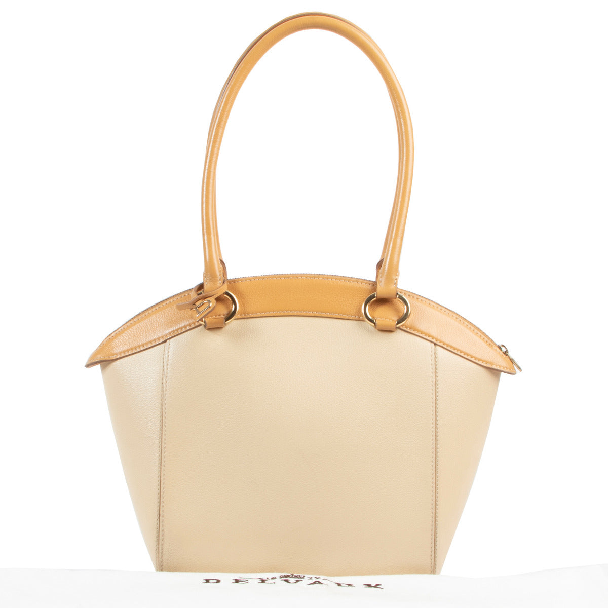 Sac porté épaule Charme Delvaux beige et jaune