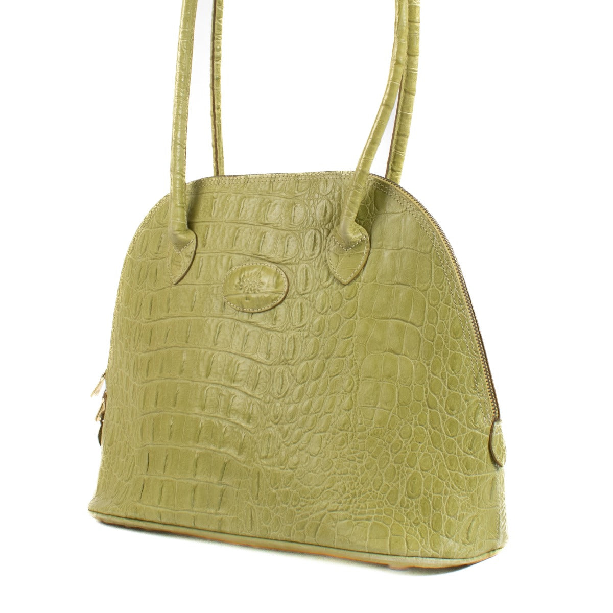 Shop safe online at Labellov in Antwerp, Brussels and Knokke this 100% authentic second hand Mulberry Lime Green Crocodile Embossed Leather Bag
