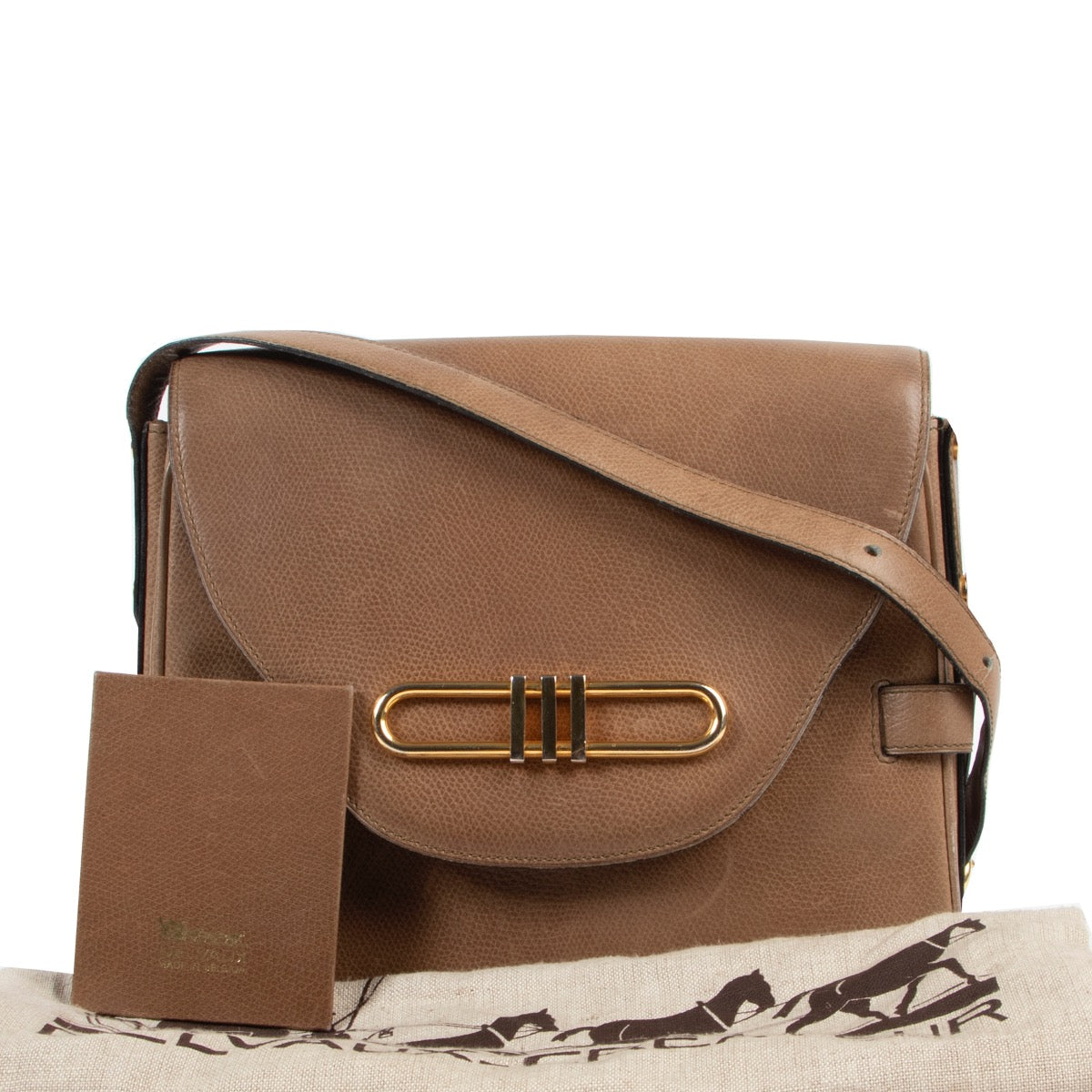 Shop safe online 100% authentic second hand Delvaux Taupe Crossbody Bag in good preloved condition at the right price at Labellov in Antwerp.