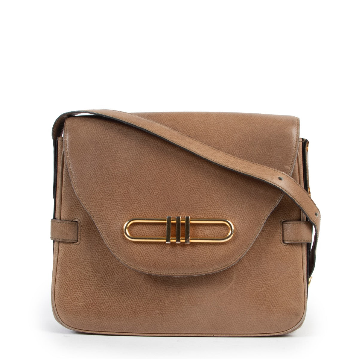Shop safe online 100% authentic second hand Delvaux Taupe Crossbody Bag in good preloved condition at the right price at Labellov in Antwerp.