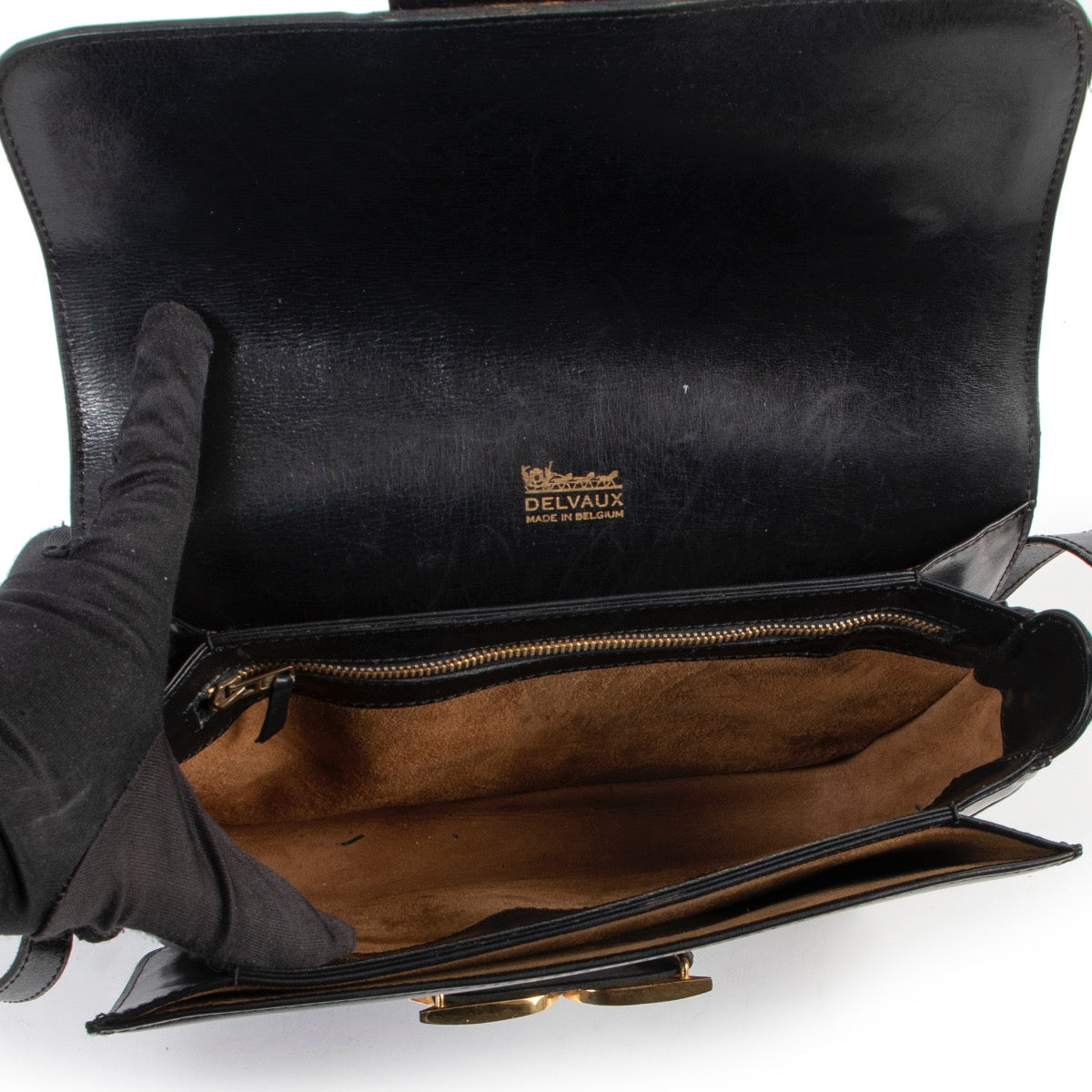 shop safe online secondhand Delvaux Black Bourgogne Crossbody Bag.