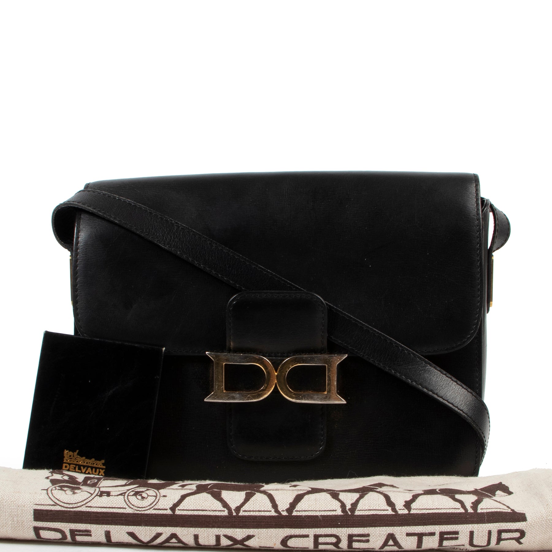 shop safe online secondhand Delvaux Black Bourgogne Crossbody Bag.