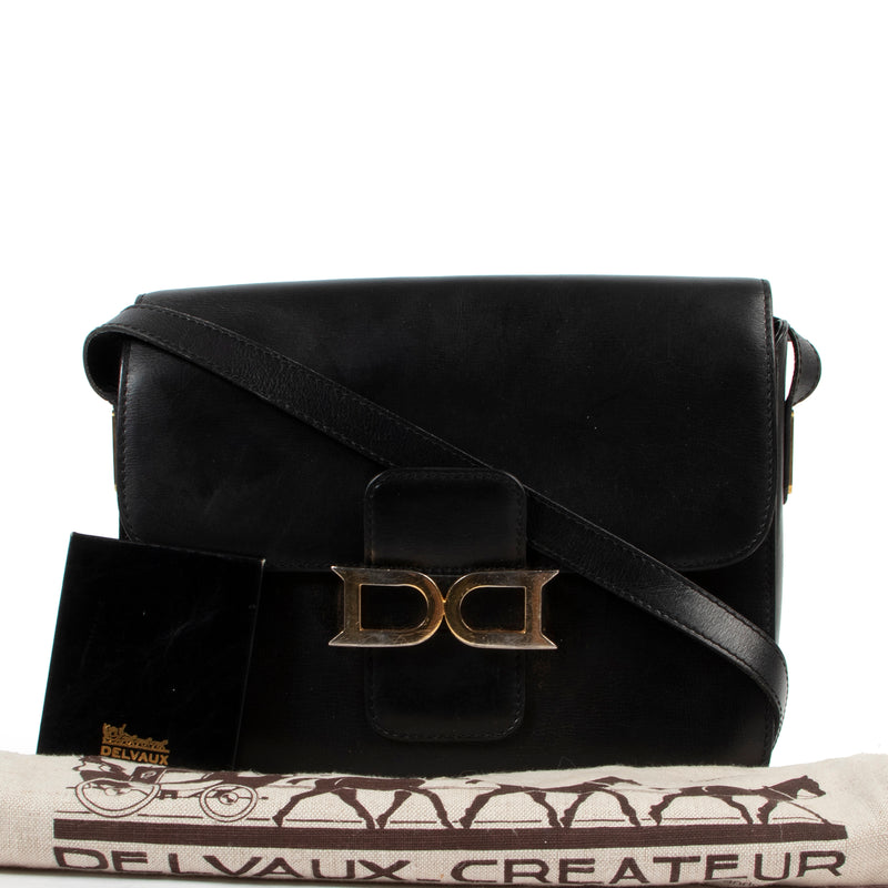 shop safe online secondhand Delvaux Black Bourgogne Crossbody Bag.