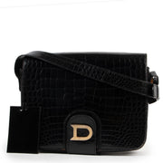 Shop safe online 100% authentic second hand Delvaux Black Croco Crossbody bag in very good condition at the right price at labellov in Antwerp.