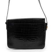 Shop safe online 100% authentic second hand Delvaux Black Croco Crossbody bag in very good condition at the right price at labellov in Antwerp.