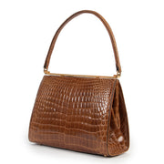 Shop safe online 100% authentic second hand Delvaux Cognac Croco Top Handle in very good condition at Labellov in Antwerp.