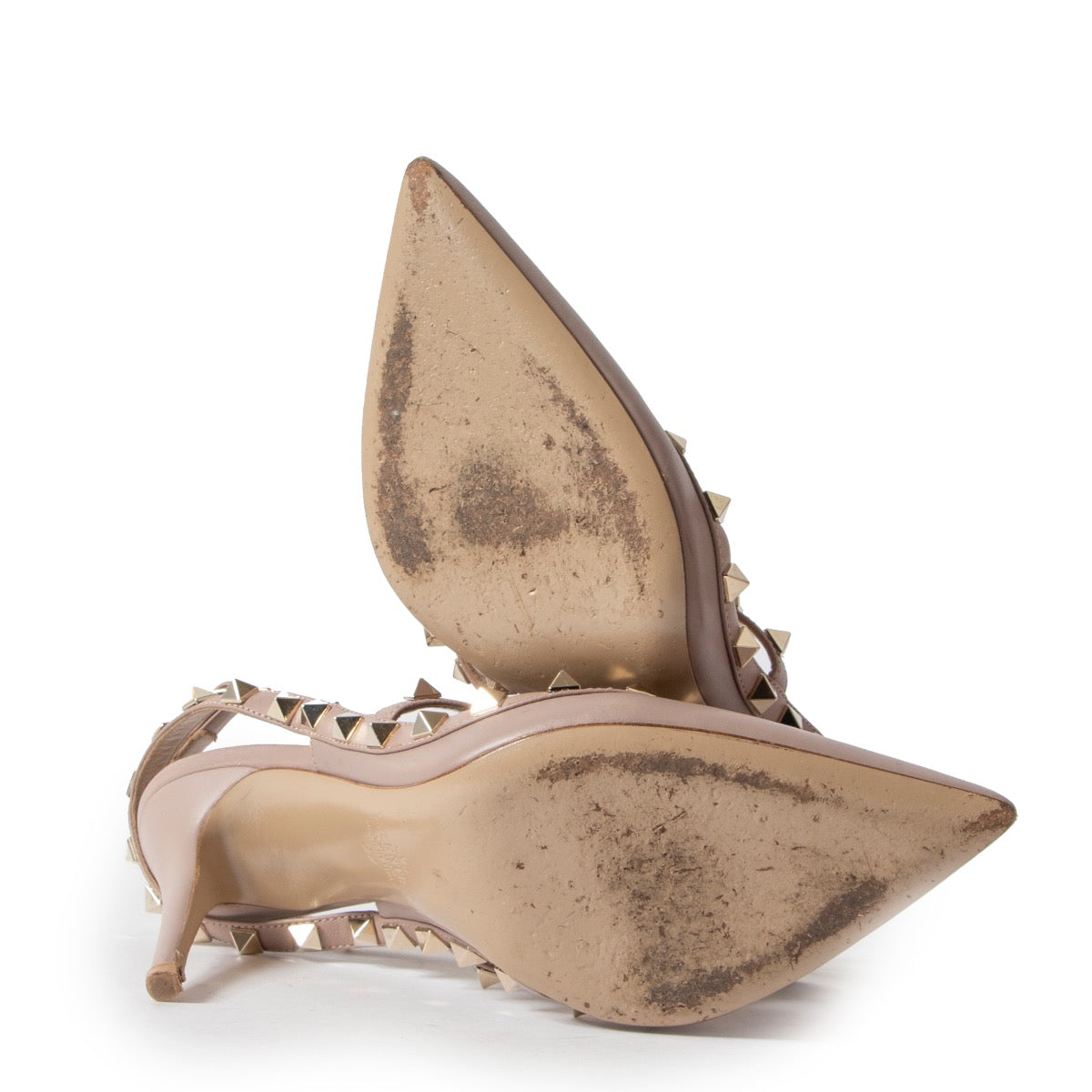 Shop safe online 100% authentic second hand Valentino Nude Rockstud Ankle Strap Pumps - Size 37