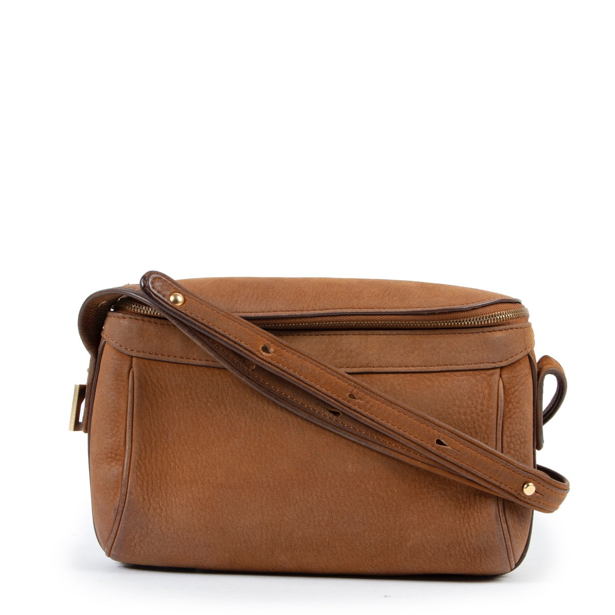 Shop safe online 100% authentic second hand Delvaux Cognac Nubuck Crossbody in store or online at Labellov Antwerp