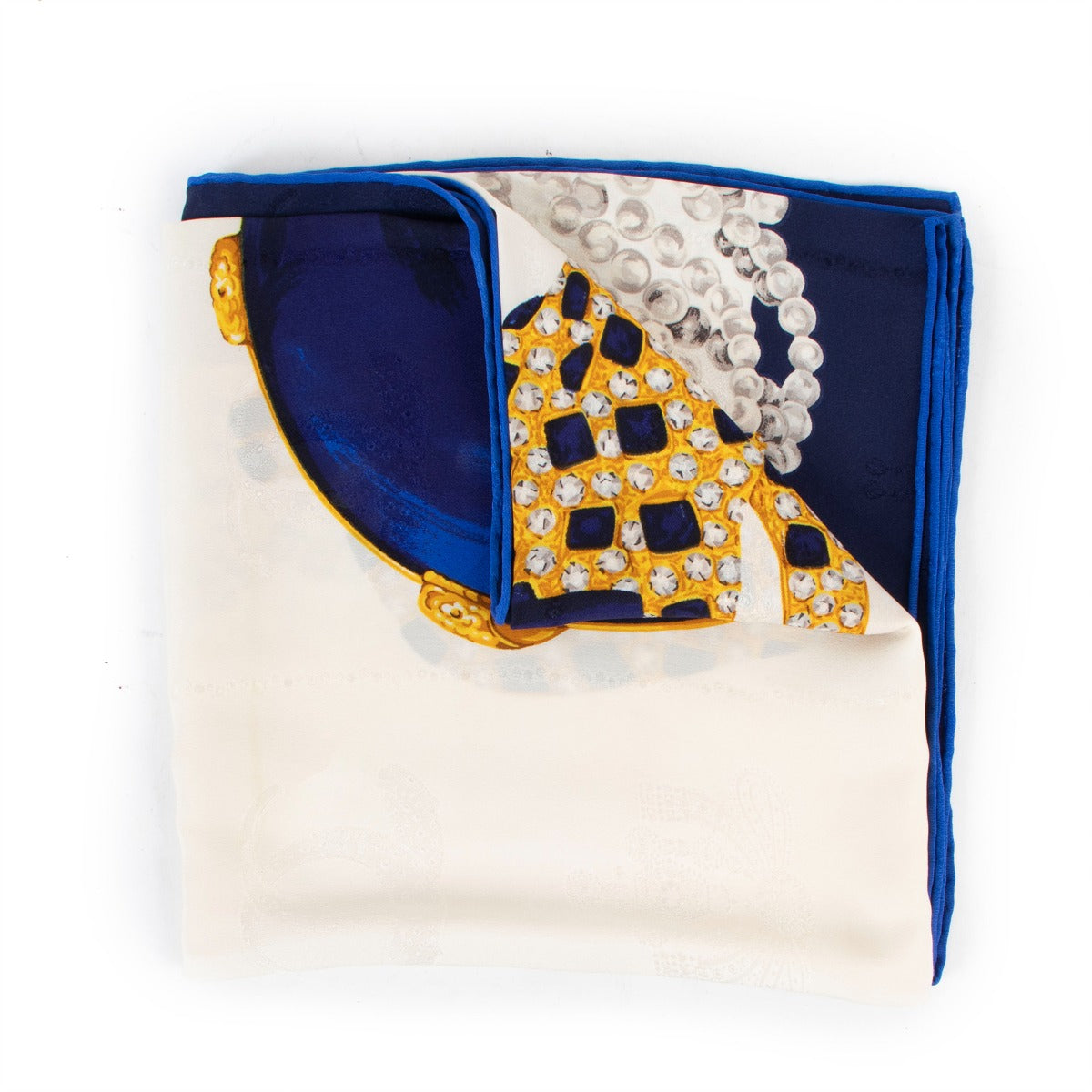 Cartier Blue/White Jeweled Panthère Silk Scarf