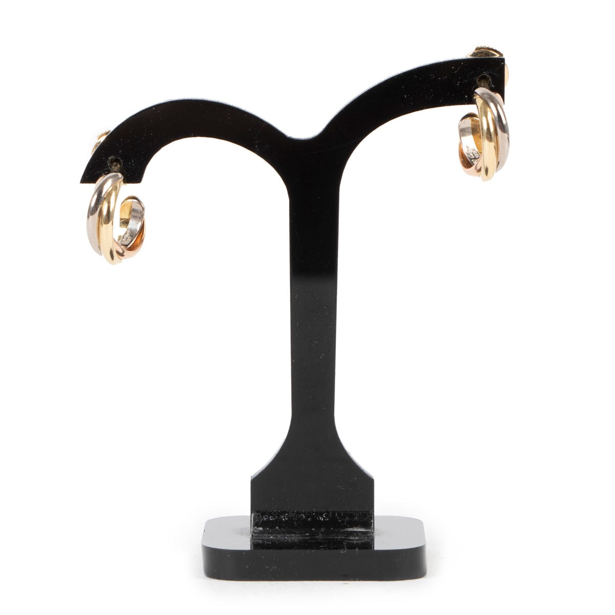 Buy online authentic second hand Cartier gold tritone Trinity earrings in very good condition at Labellov in Antwerp.