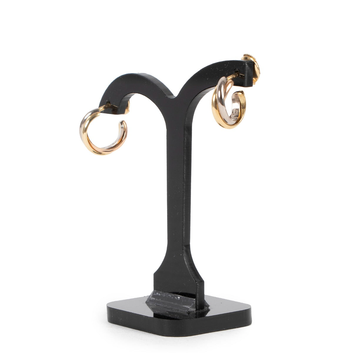 Buy online authentic second hand Cartier gold tritone Trinity earrings in very good condition at Labellov in Antwerp.