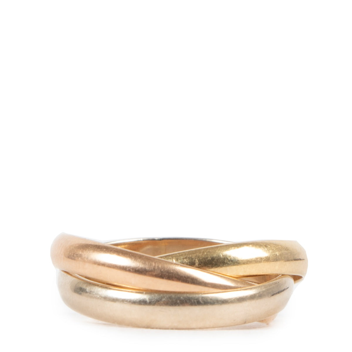 Buy an authentic second hand Must de Cartier Gold TriTone Trinity Ring in very good condition at Labellov in Antwerp.