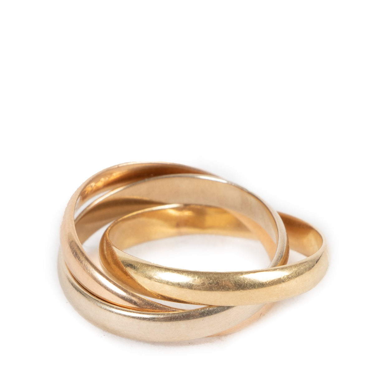Buy an authentic second hand Must de Cartier Gold TriTone Trinity Ring in very good condition at Labellov in Antwerp.