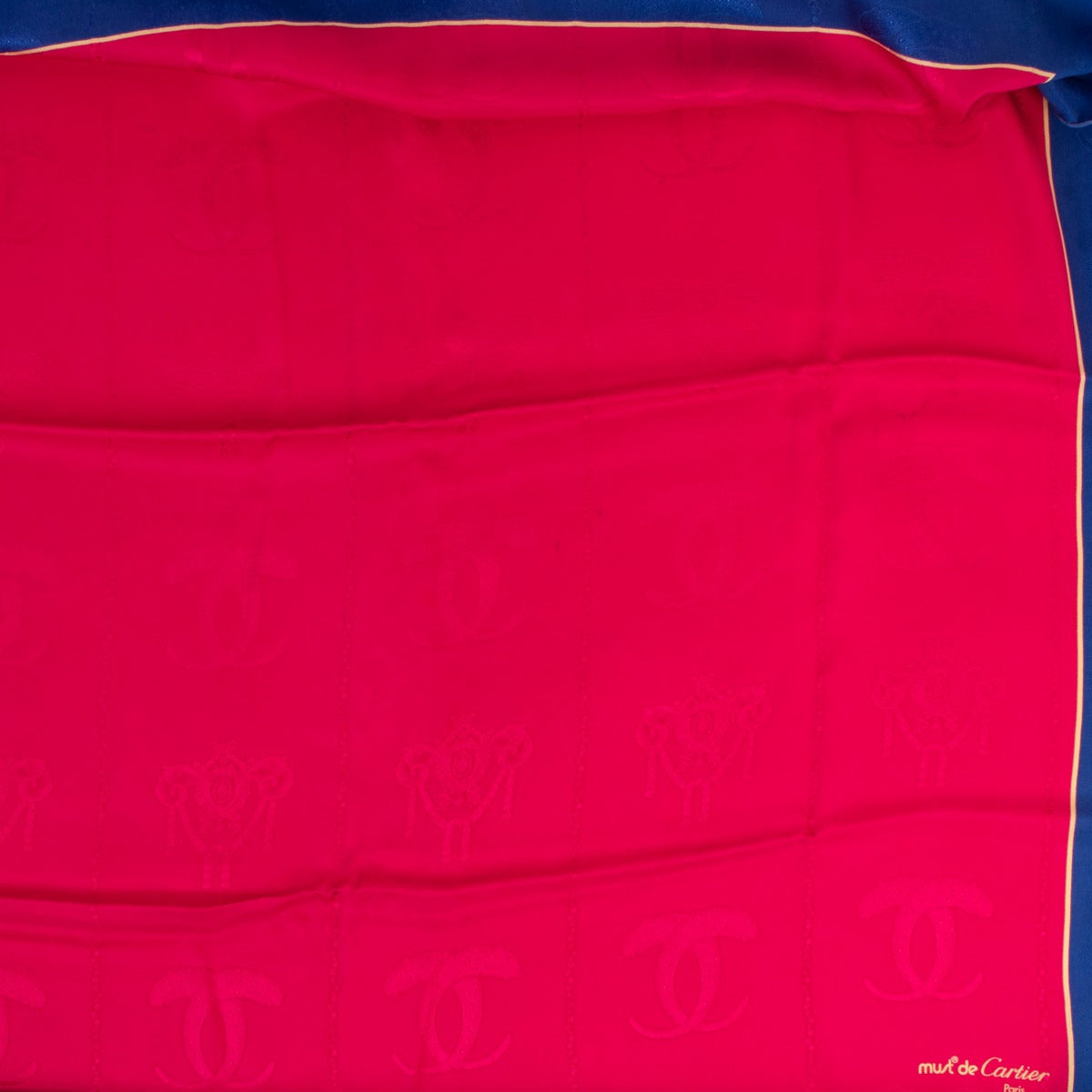 Must de Cartier Fuchsia/Blue Logo Jacquard Silk Scarf