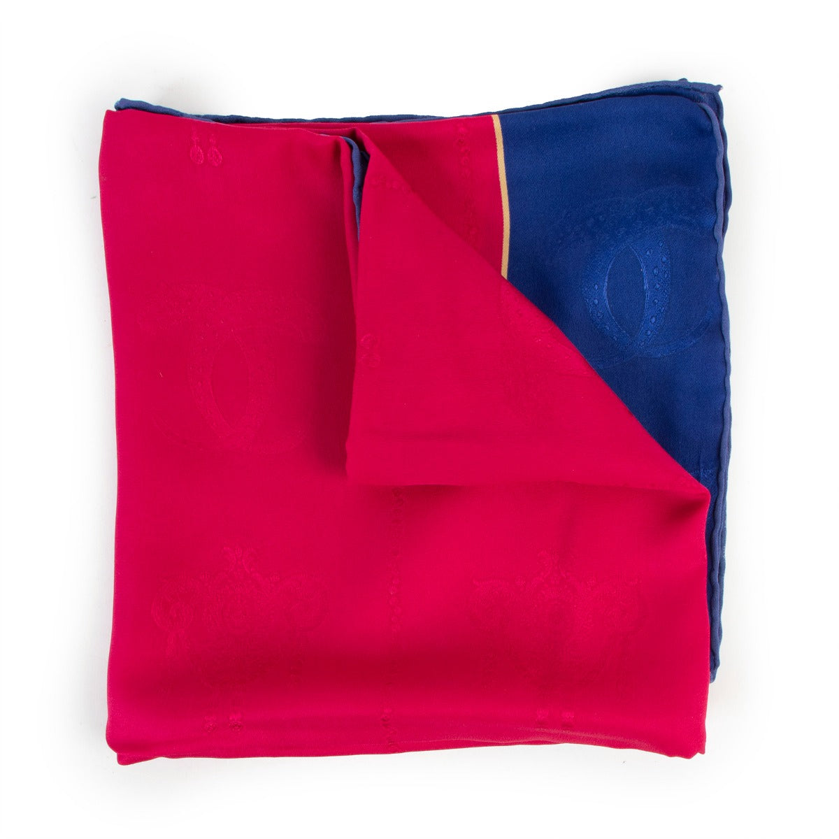Must de Cartier Fuchsia/Blue Logo Jacquard Silk Scarf