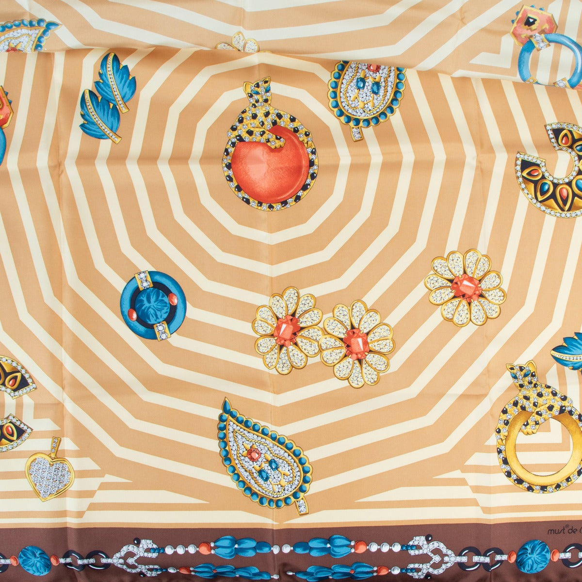 Must de Cartier Multicolor Jewelry Print Silk Scarf