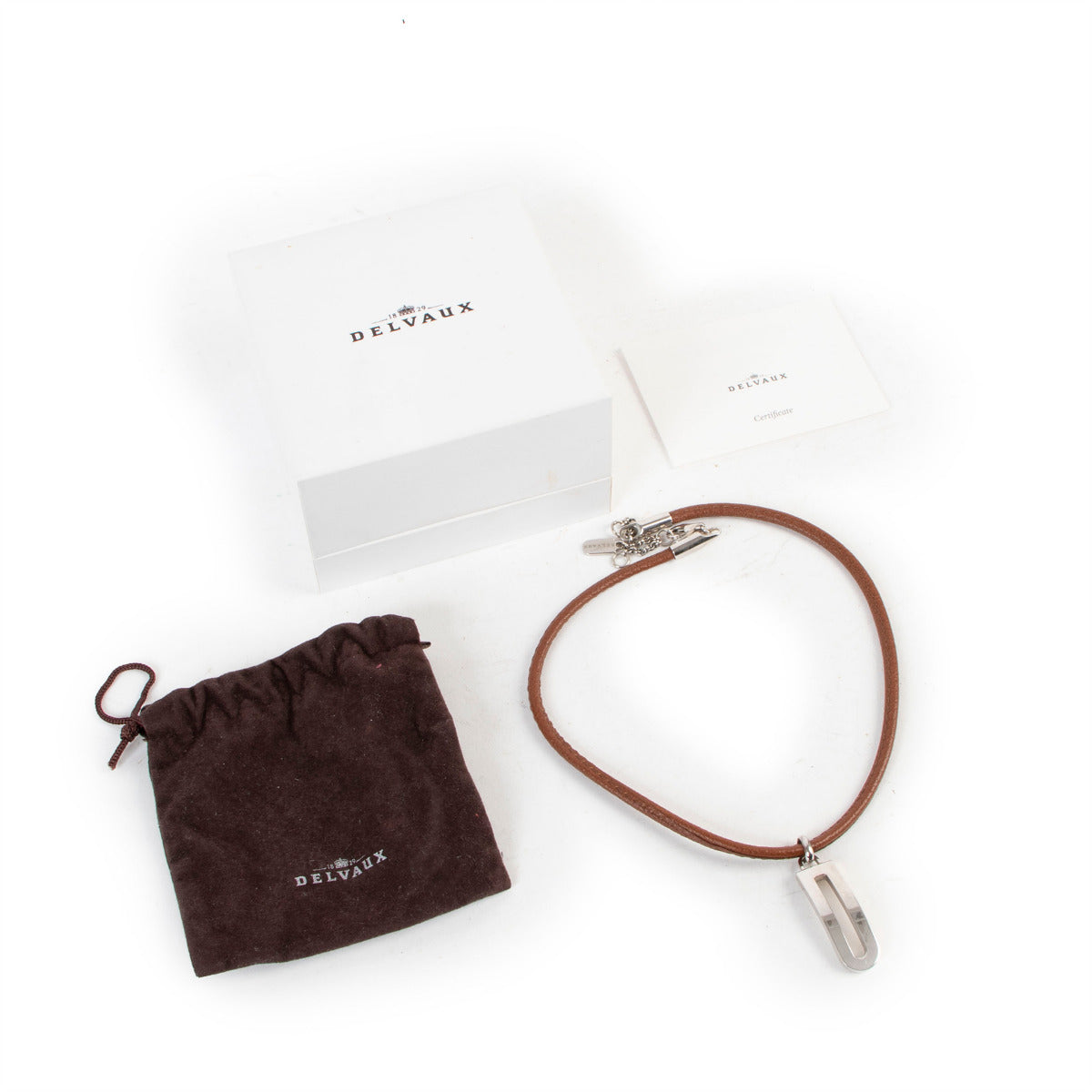 Delvaux Dclic Fauve Jumping Leather Silver D Necklace