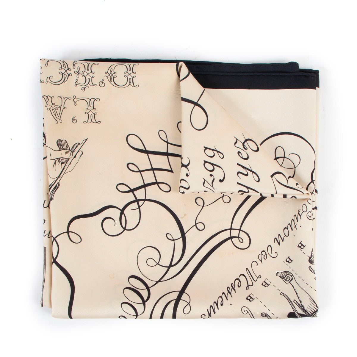 Hermès Beige L'art D'écrire Carré 90 Silk Scarf