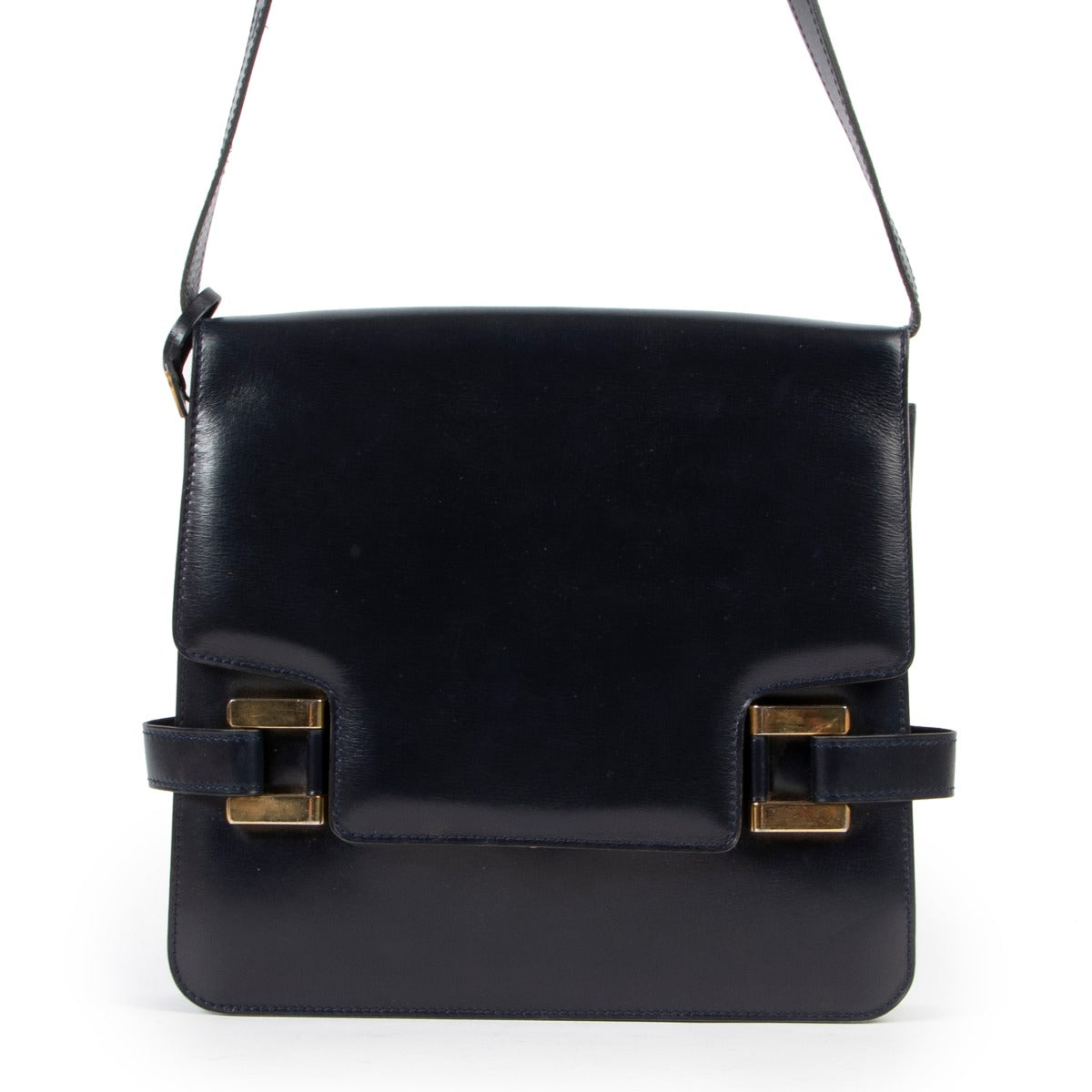 Vintage original Delvaux Blue Leather Shoulder Bag in good condition on Labellov Luxury 2nd hand site