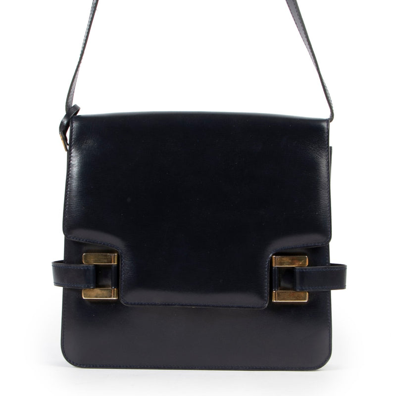 Vintage original Delvaux Blue Leather Shoulder Bag in good condition on Labellov Luxury 2nd hand site