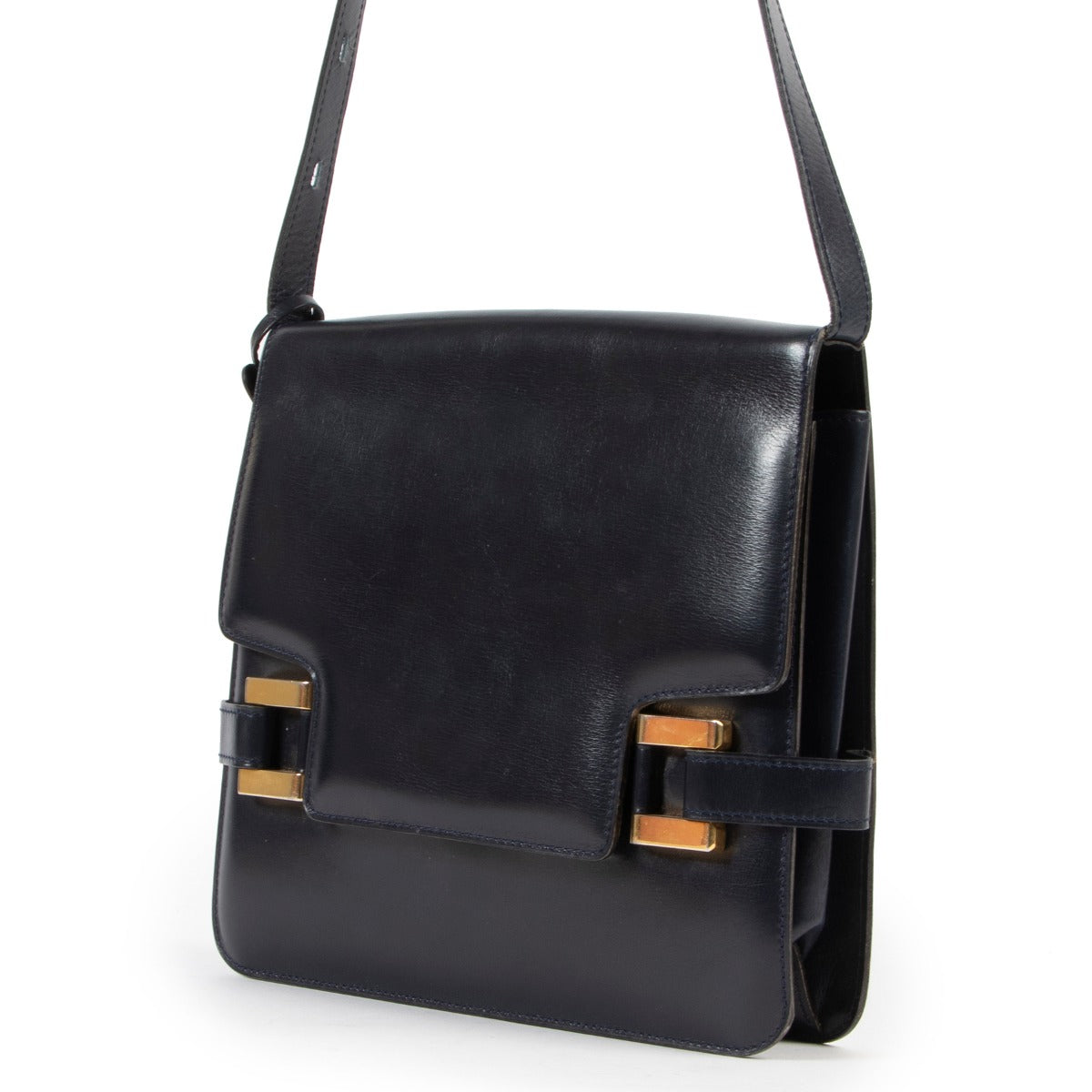 Vintage original Delvaux Blue Leather Shoulder Bag in good condition on Labellov Luxury 2nd hand site