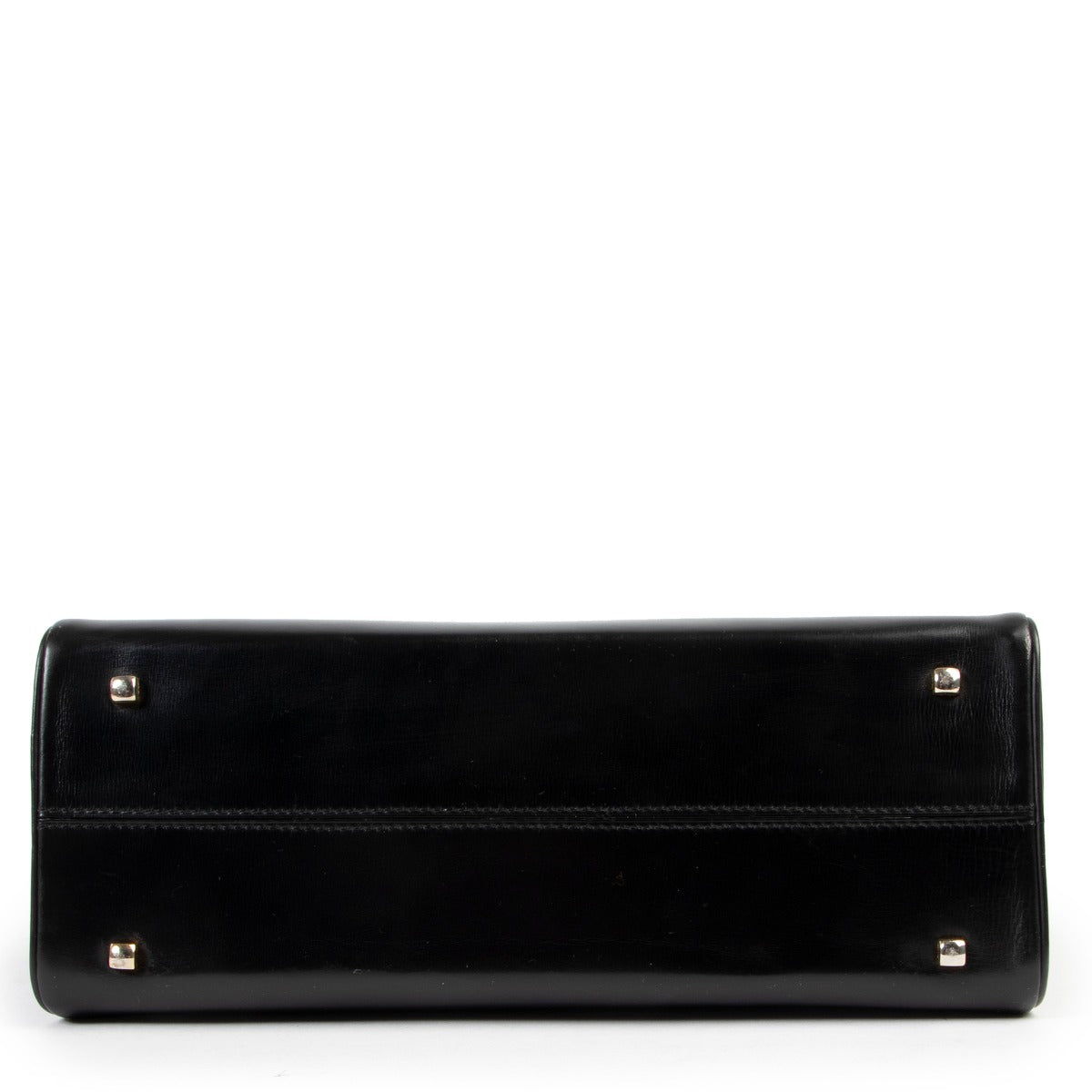 Original no fake Delvaux Tempête Black Leather Top handle in good condition on Labellov vintage site for 2nd hand luxury goods