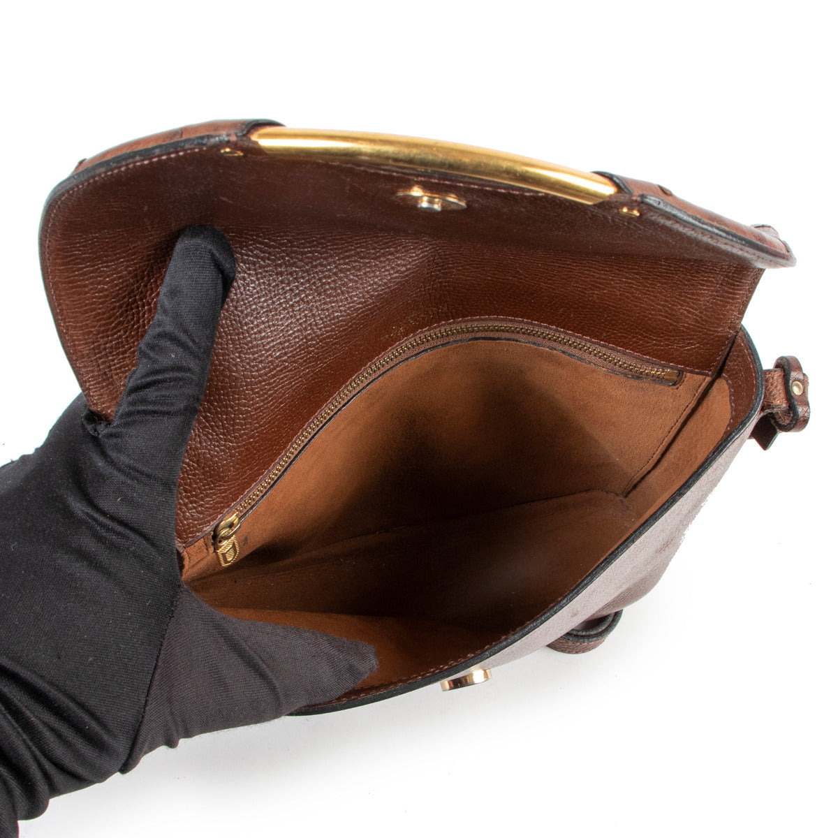 Sac bandoulière Delvaux Eclair en autruche marron