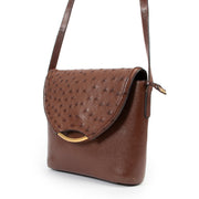 Delvaux Brown Autruche Eclair Crossbody Bag