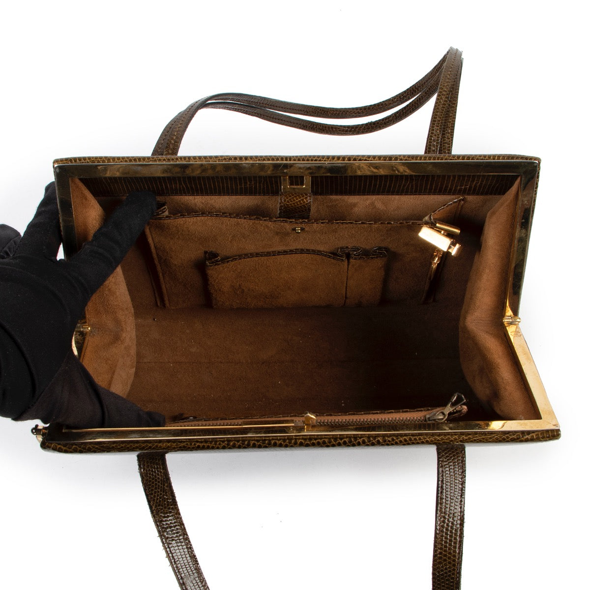 Original vintage Delvaux Green Lizard Shoulder Bag for sale in good condition on Labellov vintage site with good price