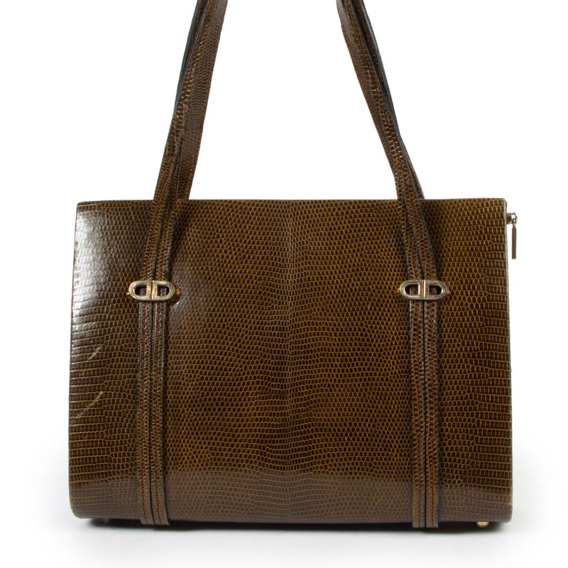 Original vintage Delvaux Green Lizard Shoulder Bag for sale in good condition on Labellov vintage site with good price