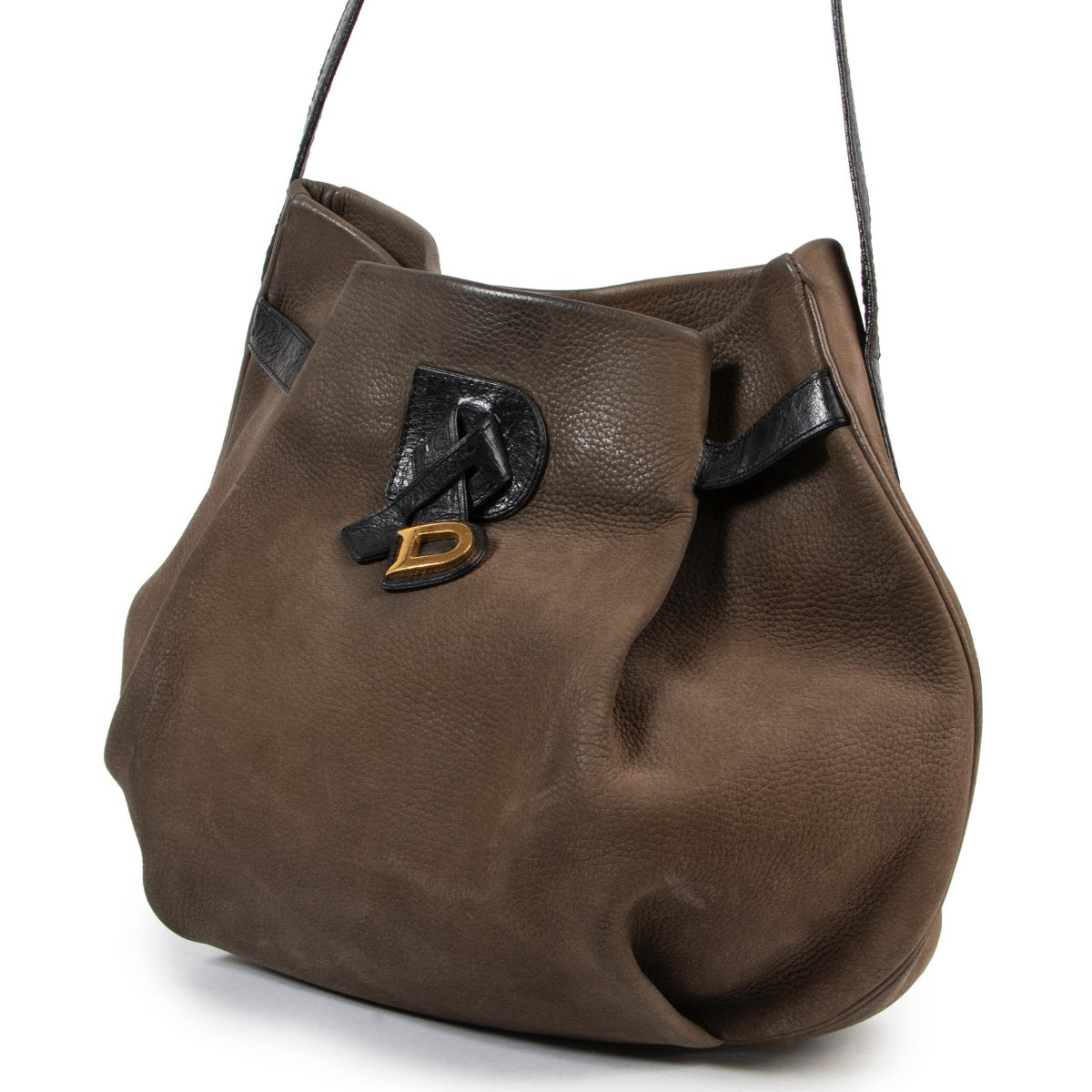 Delvaux Green / Black Ostrich Crossbody in good condition for sale on Labellov site for luxury vintage items from 2nd hand buyers