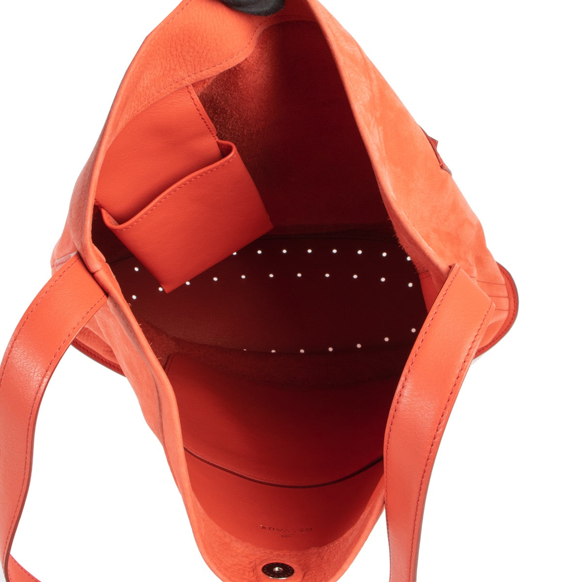 This Delvaux Coral Orange Nubuck Le Pin Crossbody is available at Labellov in very good condition online or in store.