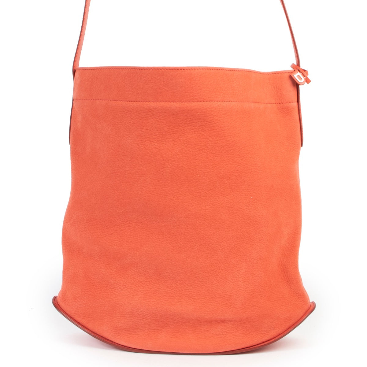 This Delvaux Coral Orange Nubuck Le Pin Crossbody is available at Labellov in very good condition online or in store.