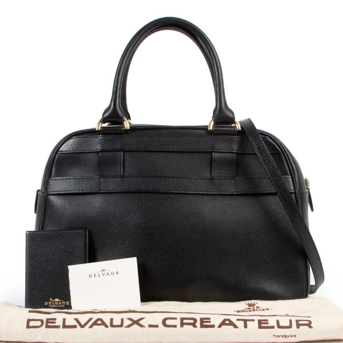 Delvaux Black Leather Top handle in very good condition on Labellov vintage site for 2nd hand luxury designer bags