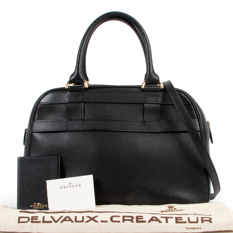 Delvaux Black Leather Top handle in very good condition on Labellov vintage site for 2nd hand luxury designer bags